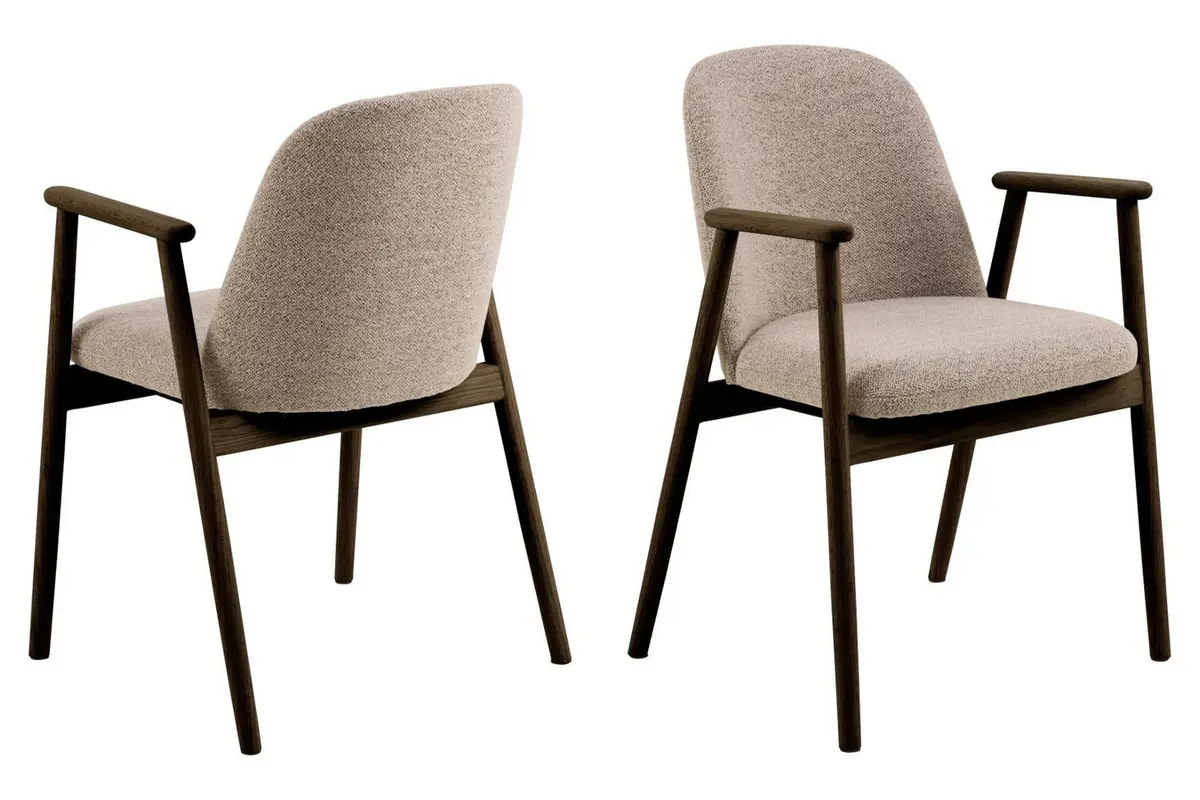 Reciclar Spisestol i bouclé med armlener i eik