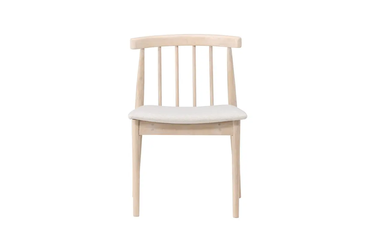 Spisestol uten armlener Peach Flora spisestol - Whitewash-ben / Beige stoff Hvitvasket