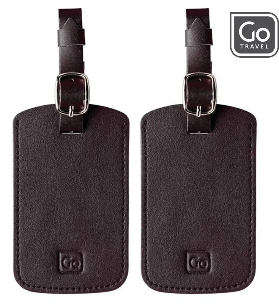 Go Travel Bagasjemerker PU-skinn 2-pk, sort