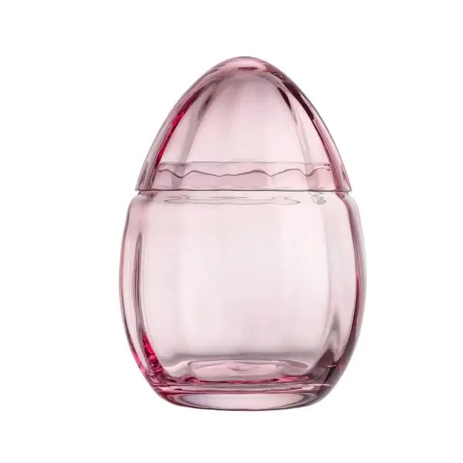 Glassegg med lokk 15 cm, rosa - Hadeland Glassverk