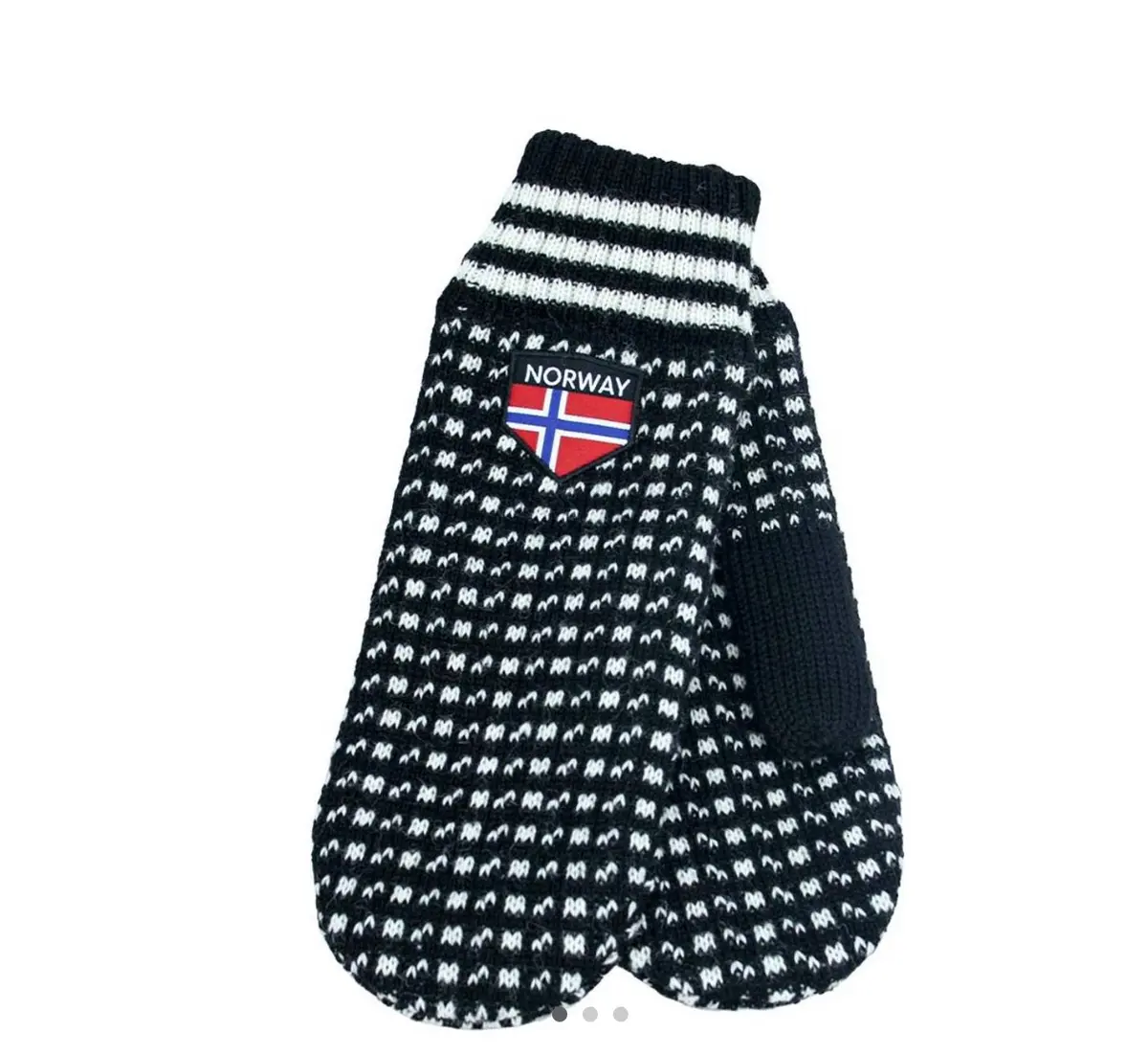 Strikkevotter Islender, sort/hvit, L/XL