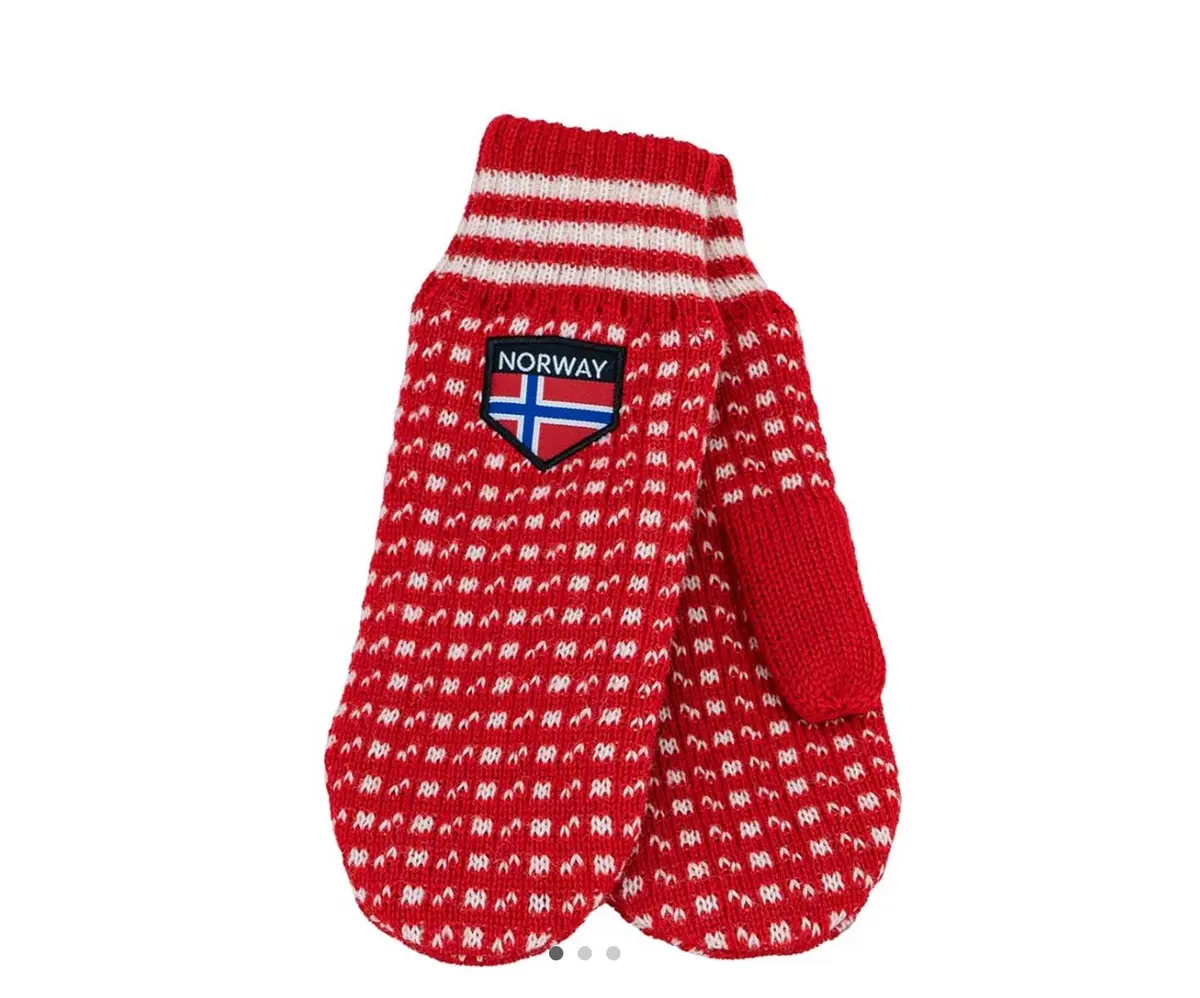 Strikkevotter Islender, rød/hvit, L/XL