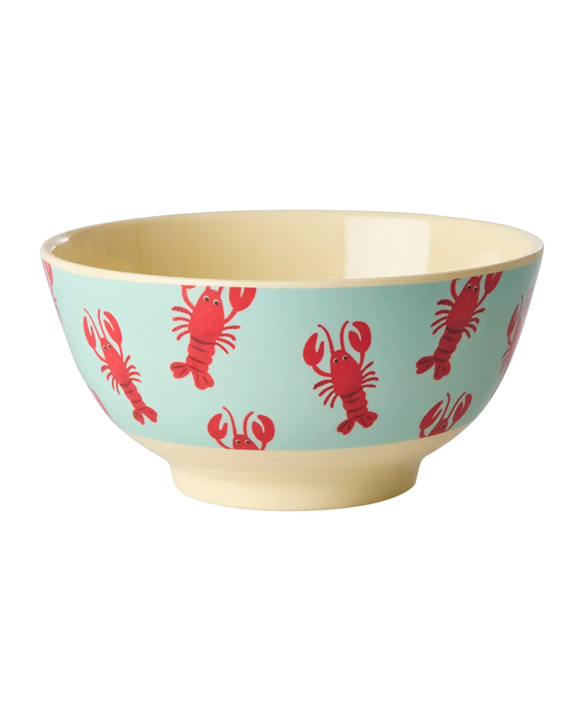 Rice bolle i melamin – blå med hummermotiv (15 cm)