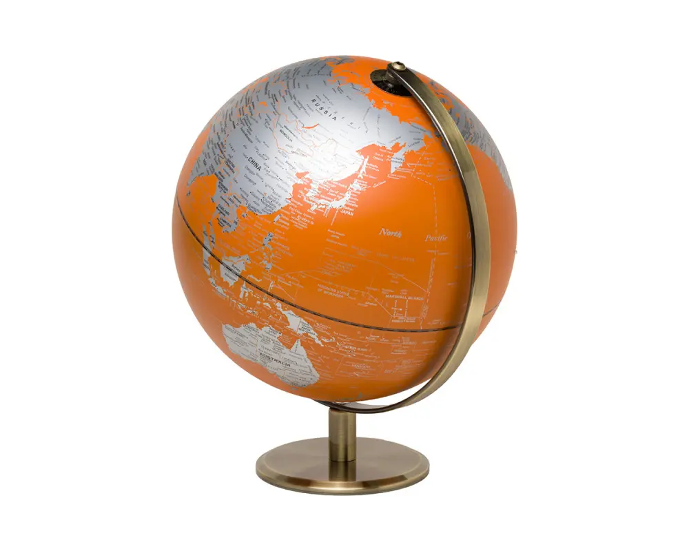Globusen 25cm oransje med messing fargede detaljer Wild & Wolf