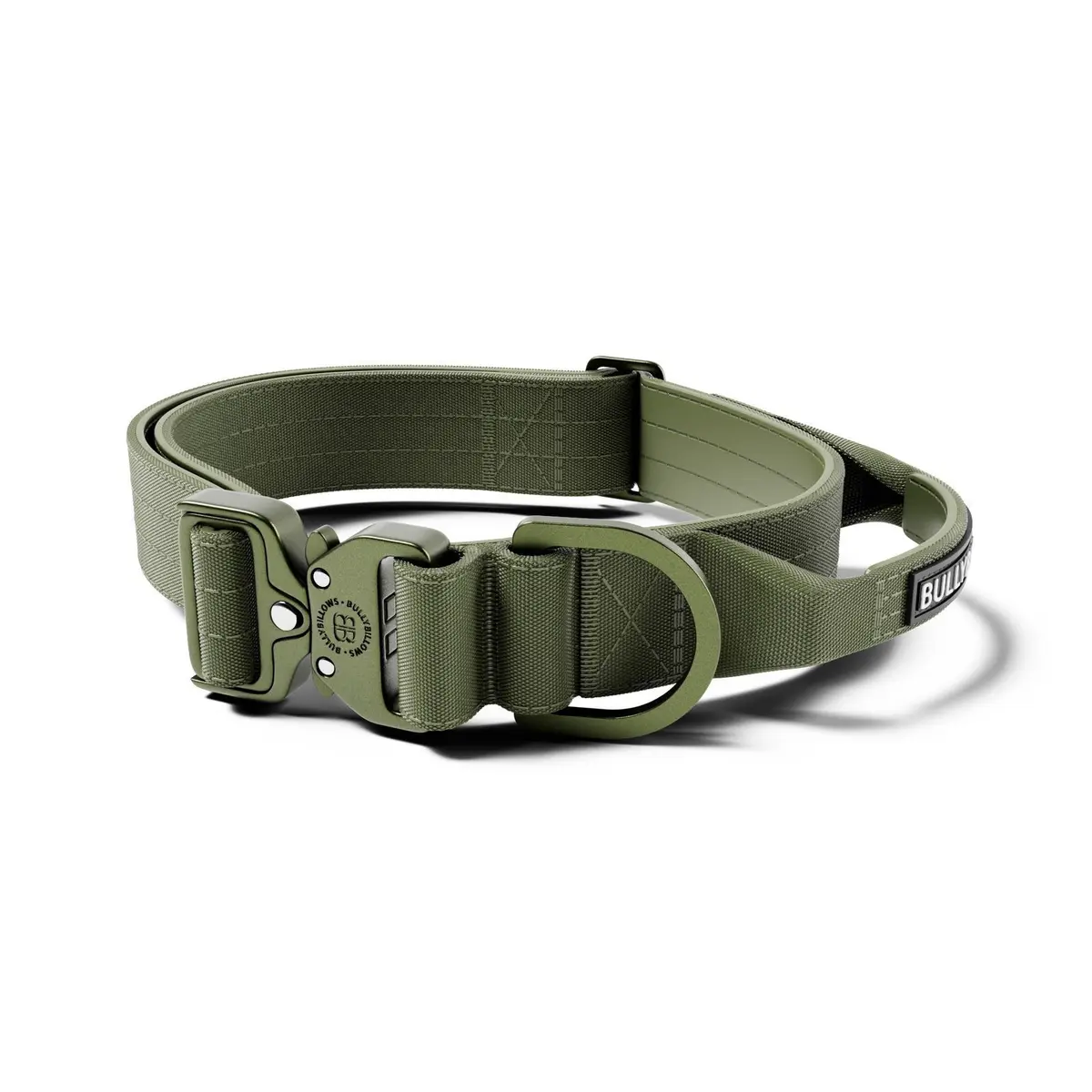 BullyBillow Combat Hundehalsbånd med Håndtak Grønn 4 cm