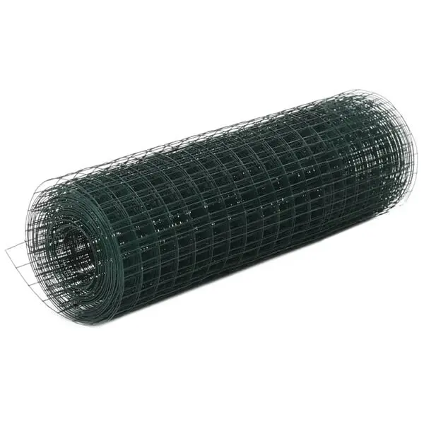 vidaXL Trådgjerde kylling stål med PVC-belegg 25x0,5 m grønn