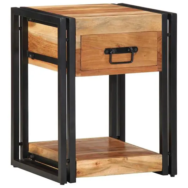 vidaXL Nattbordskap med skuff Brun 40 x 35 x 50 cm Solid akasietre