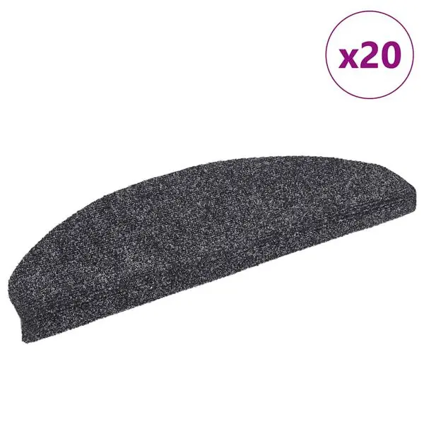 vidaXL Trappematter selvklebende 20 stk 65x21x4 cm mørkegrå halvrund store