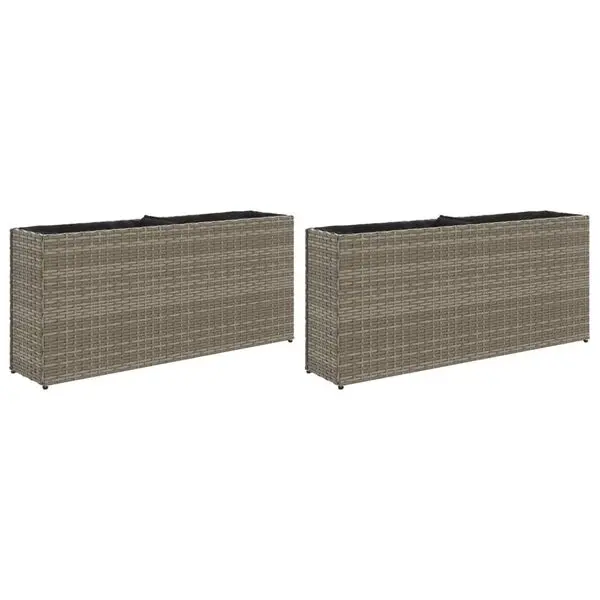 vidaXL Plantekasser med 2 potter 2 stk grå 90x20x40 cm polyrotting