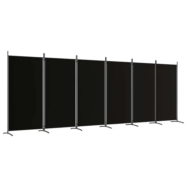 vidaXL Romdeler med 6 paneler svart 520x180 cm stoff