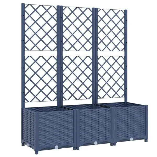 vidaXL Plantekasse med espalier blågrå 120x40x136 cm PP