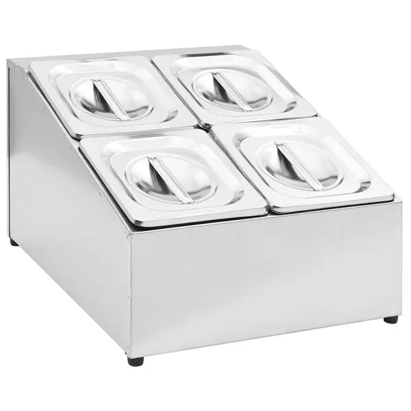 vidaXL GN-beholder med 4 GN 1/6 beholdere rustfritt stål