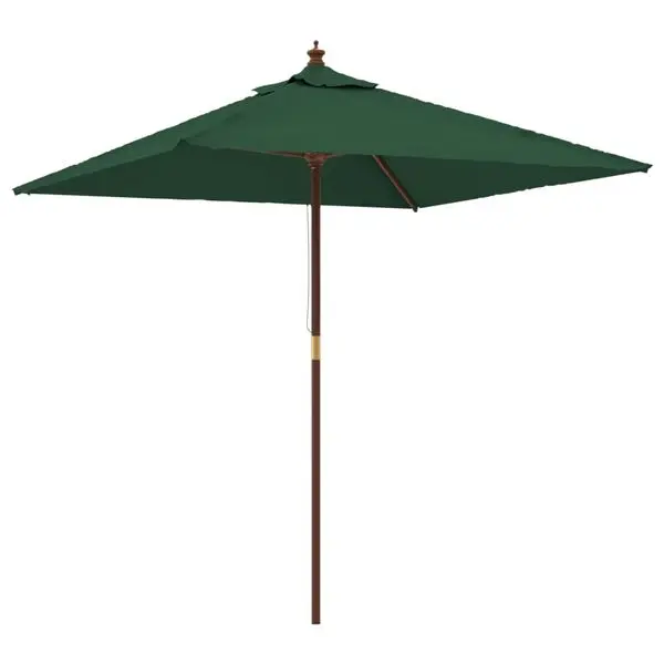 vidaXL Hageparasoll med trestang grønn 198x198x231 cm