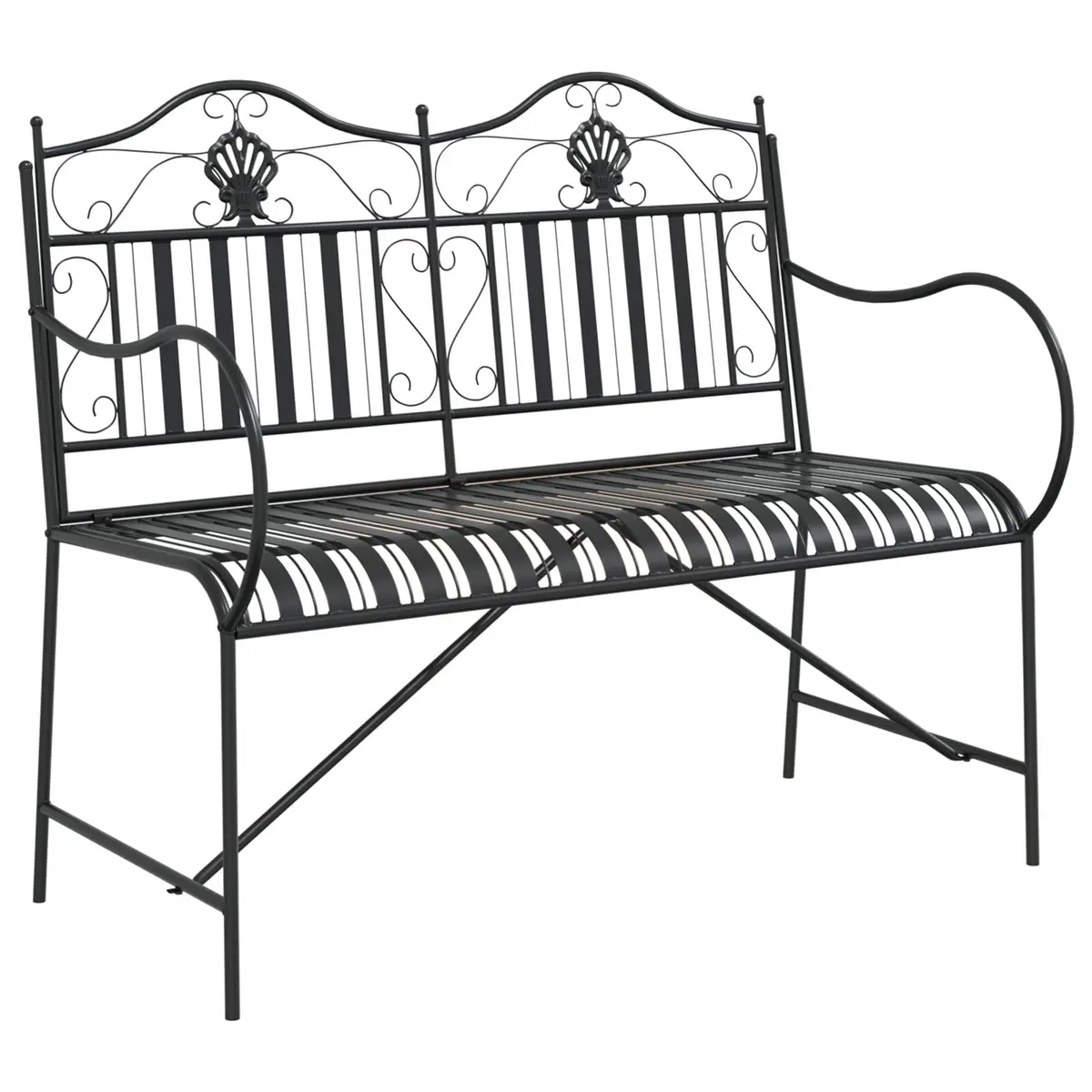vidaXL Hagebenk 2 -Seater 103,5 x 59 x 89 cm Stål Svart
