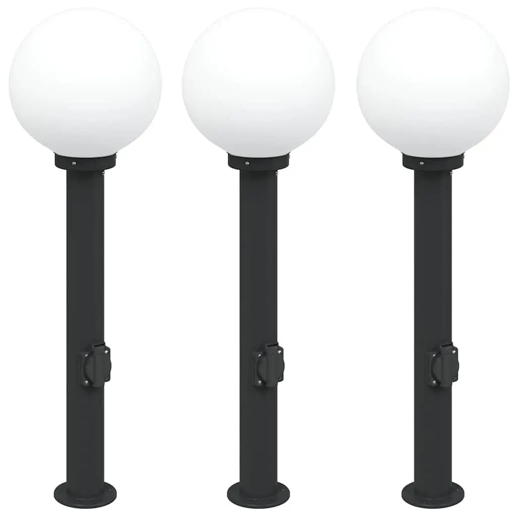 vidaXL Pullertlamper med stikkontakt 3 stk 80 cm svart IP44