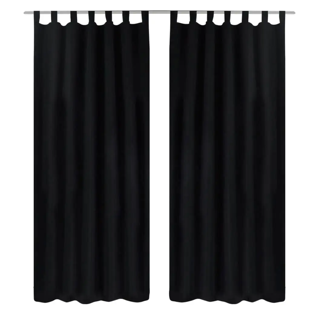 Mikrosateng Gardiner Svarte med løkker 140 x 175 cm 2 stk