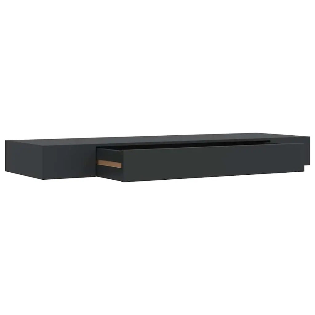 vidaXL Vegghylle med skuff svart 80x25x8 cm