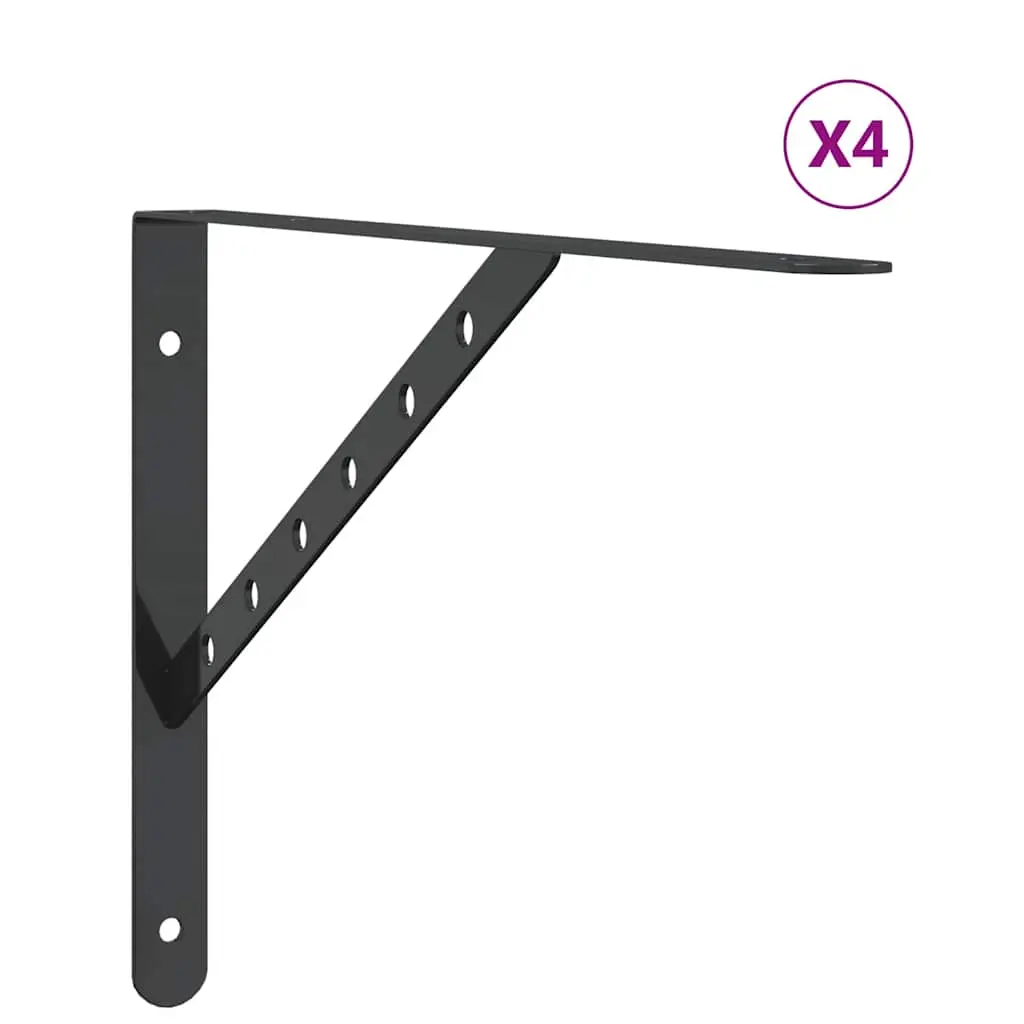 vidaXL Hyllebraketter 4 stk 40x2,5x25 cm svart rustfritt stål