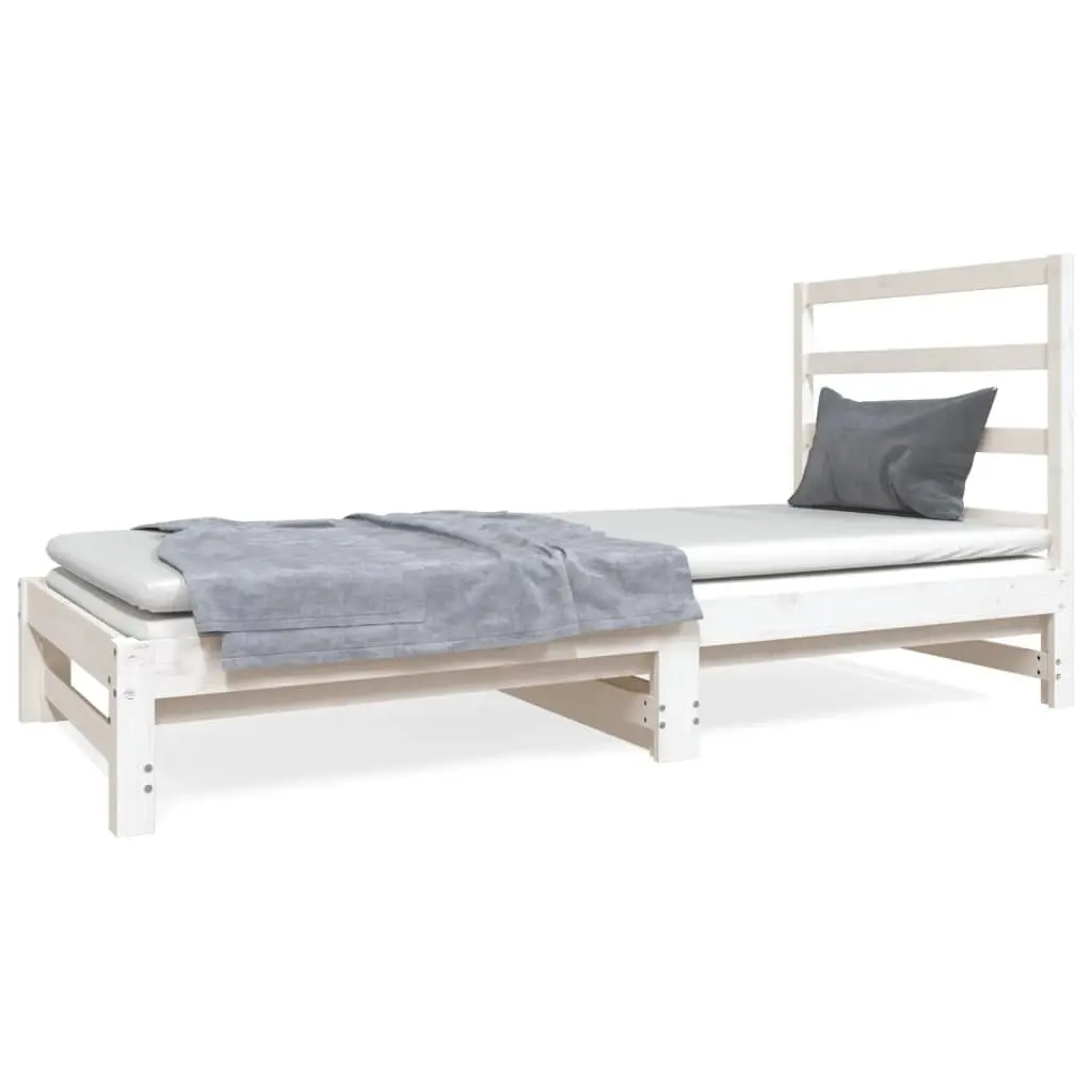 vidaXL Uttrekkbar dagseng hvit 2x(90x190) cm heltre furu