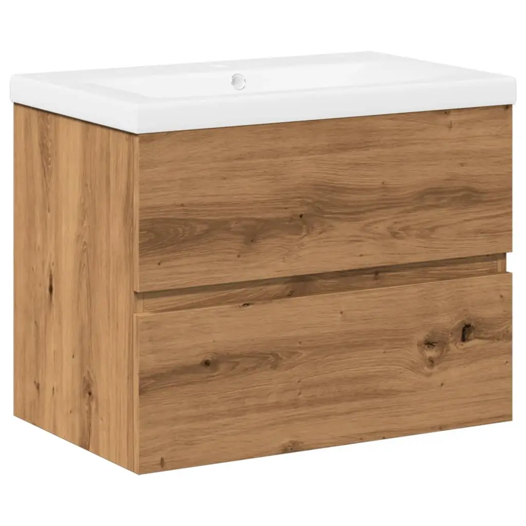 vidaXL Servantskap med innebygd kum artisan eik