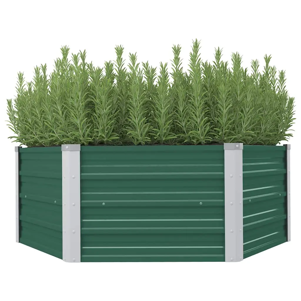 vidaXL Forhøyet hagebed 129x129x45 cm galvanisert stål grønn