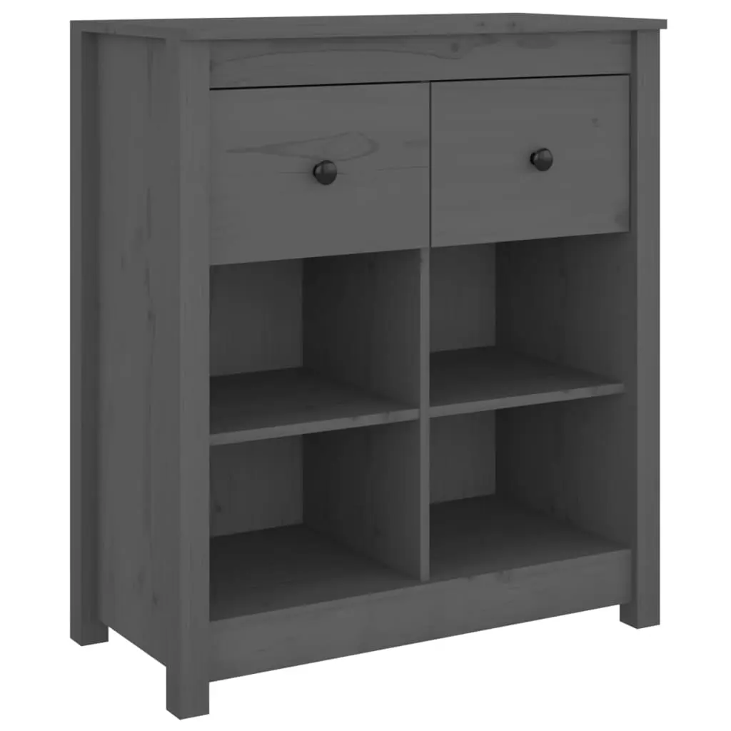 vidaXL Skjenk grå 70x35x80 cm heltre furu