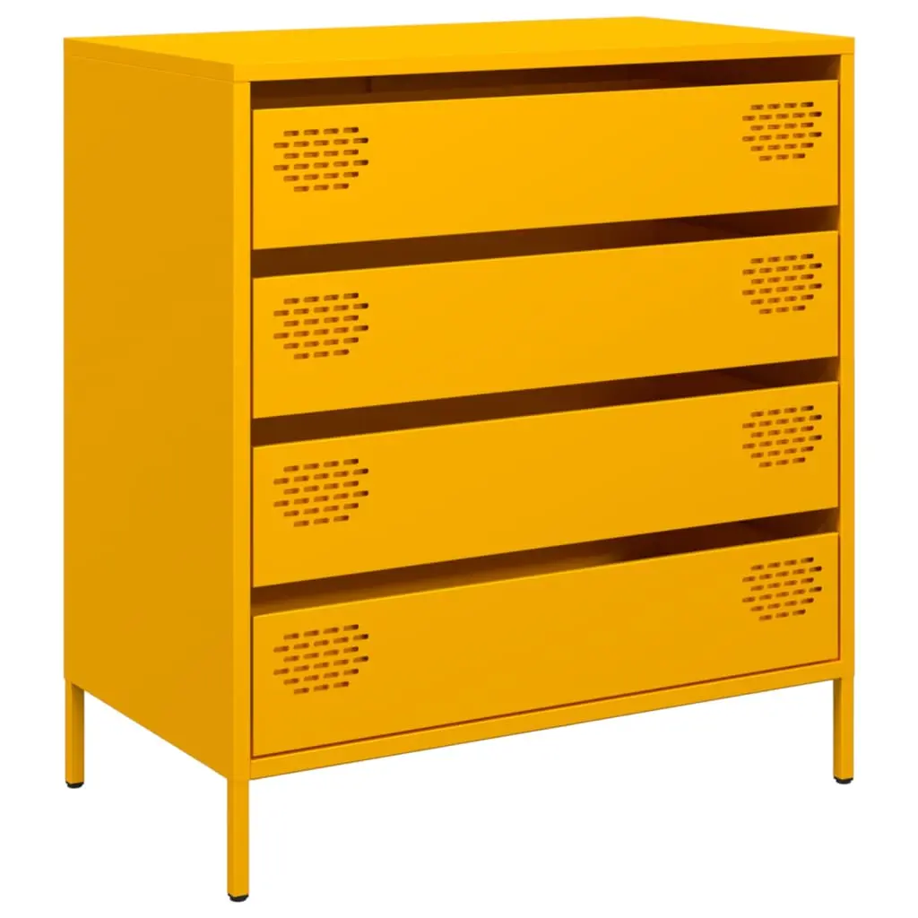 vidaXL Skjenk sennepsgul 68x39x73,5 cm kaldvalset stål