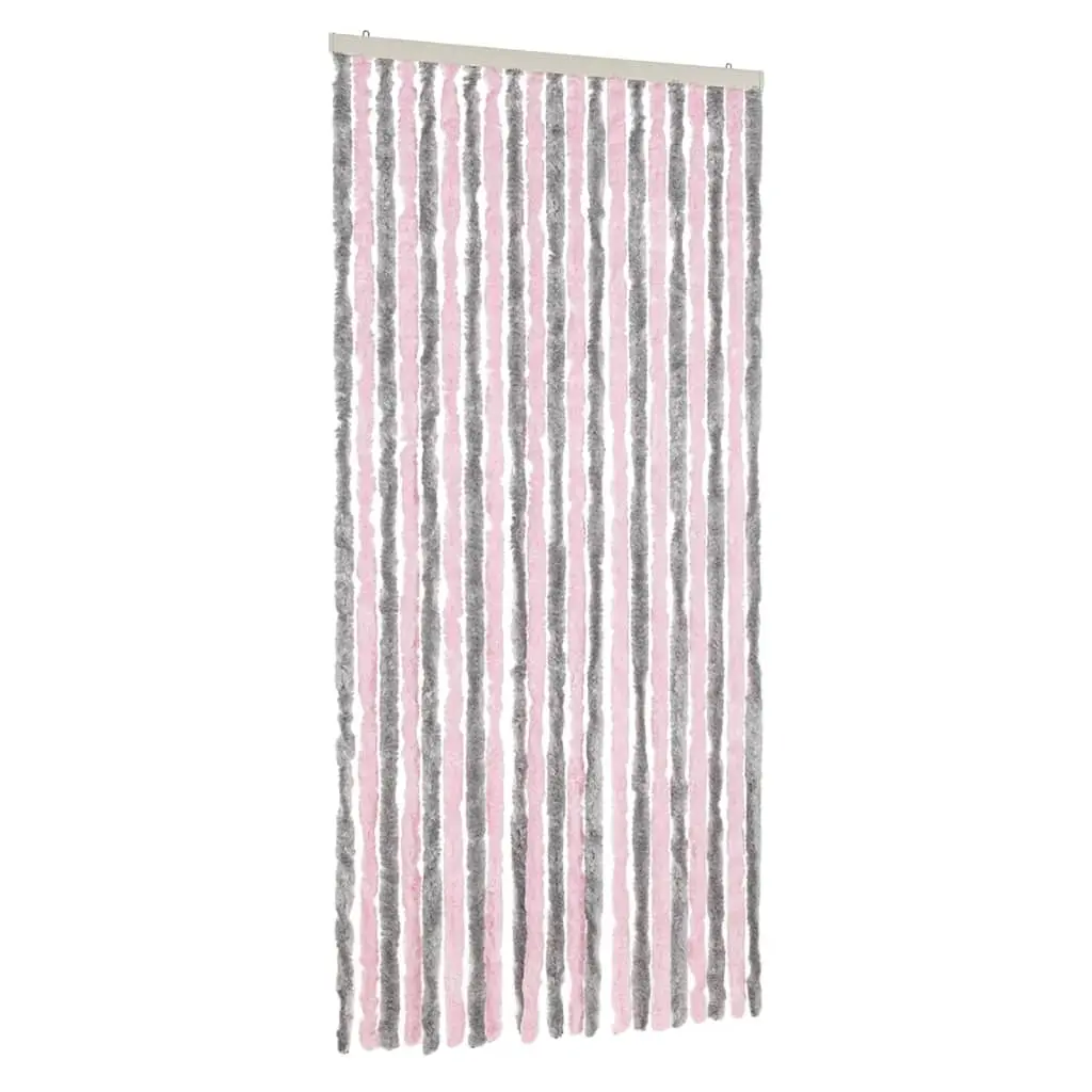 vidaXL Fluegardin sølvgrå og rosa 90x200 cm chenille
