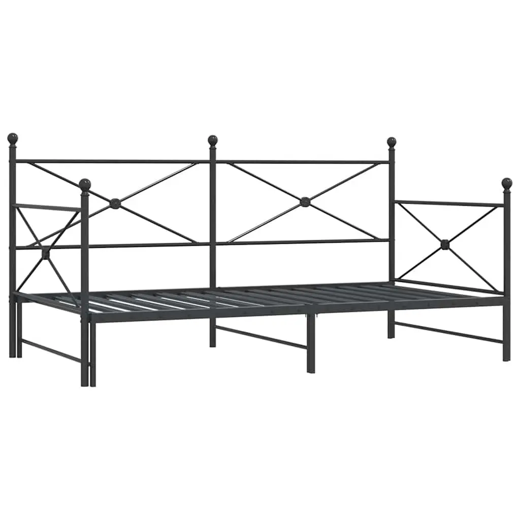 vidaXL Dagseng med trille uten madrass svart 100x200 cm stål