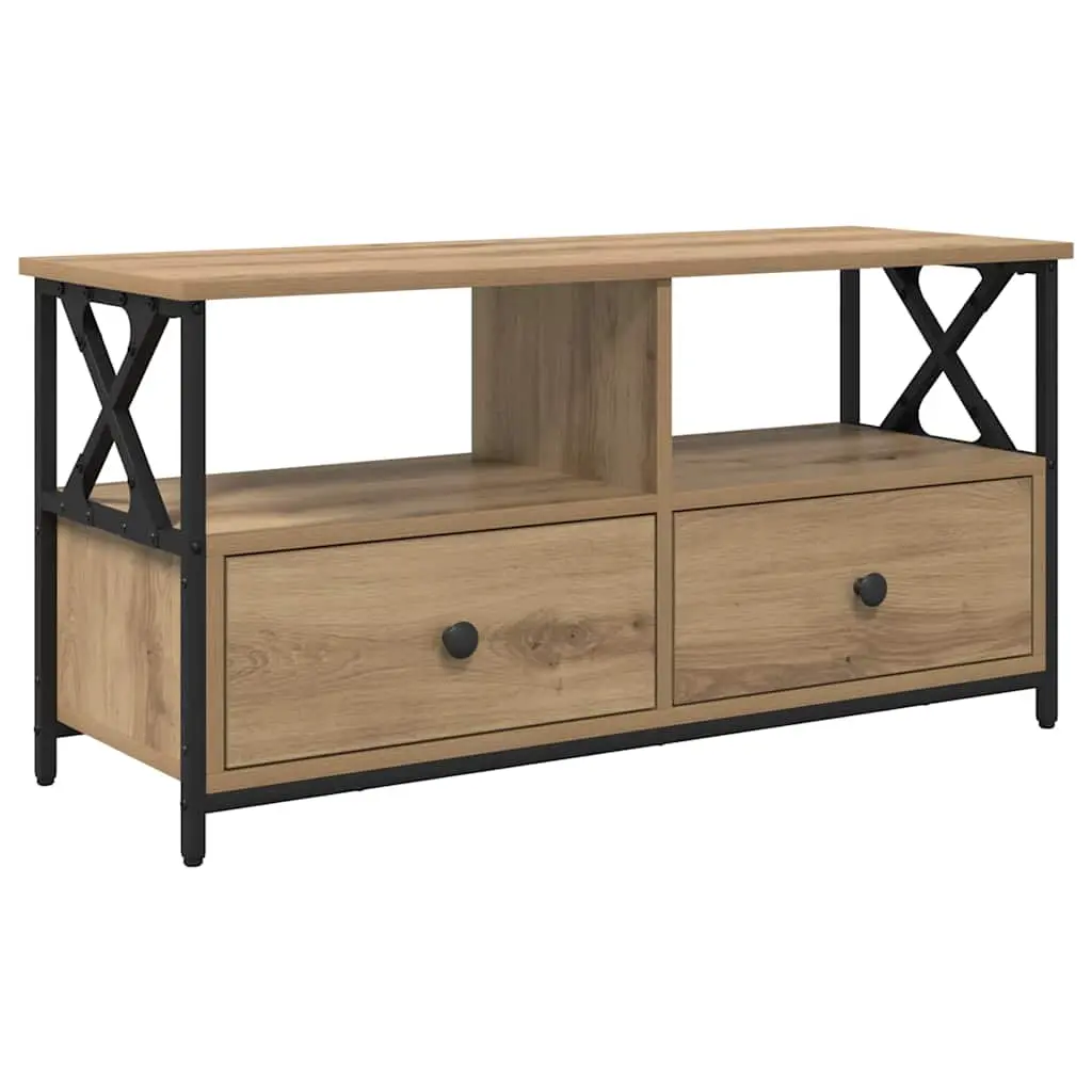 vidaXL TV-skap 90 x 33 x 45 cm Artisan Eik Konstruksjonsvirke og stål