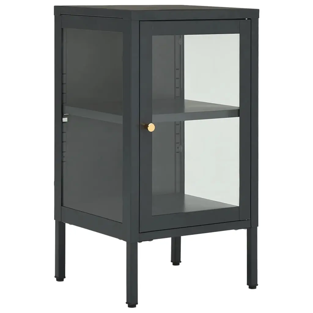 vidaXL Skjenk antrasitt 38x35x70 cm stål og glass