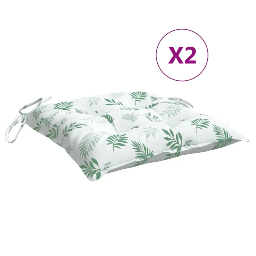 vidaXL Stolputer 2 stk bladmønster 40x40x7 cm stoff