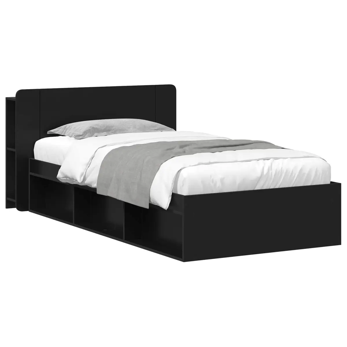 vidaXL Sengeramme med oppbevaring Svart 100 x 200 cm Konstruert tre