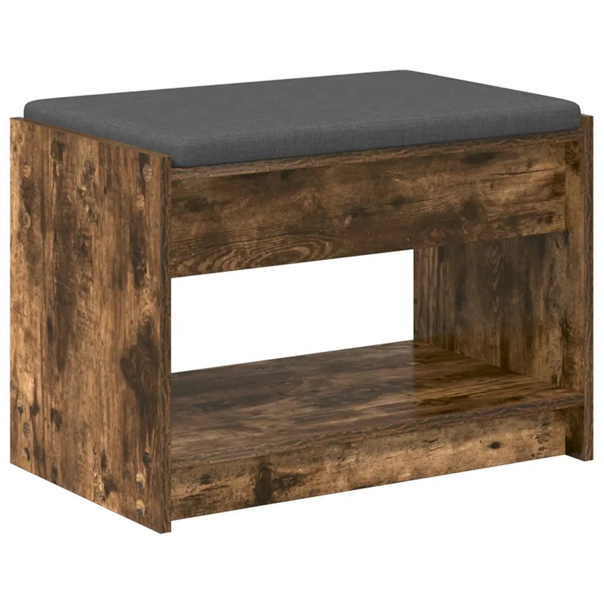 vidaXL Gangbenk Røkt Eik 63 x 38 x 45 cm Konstruert treverk og stoff