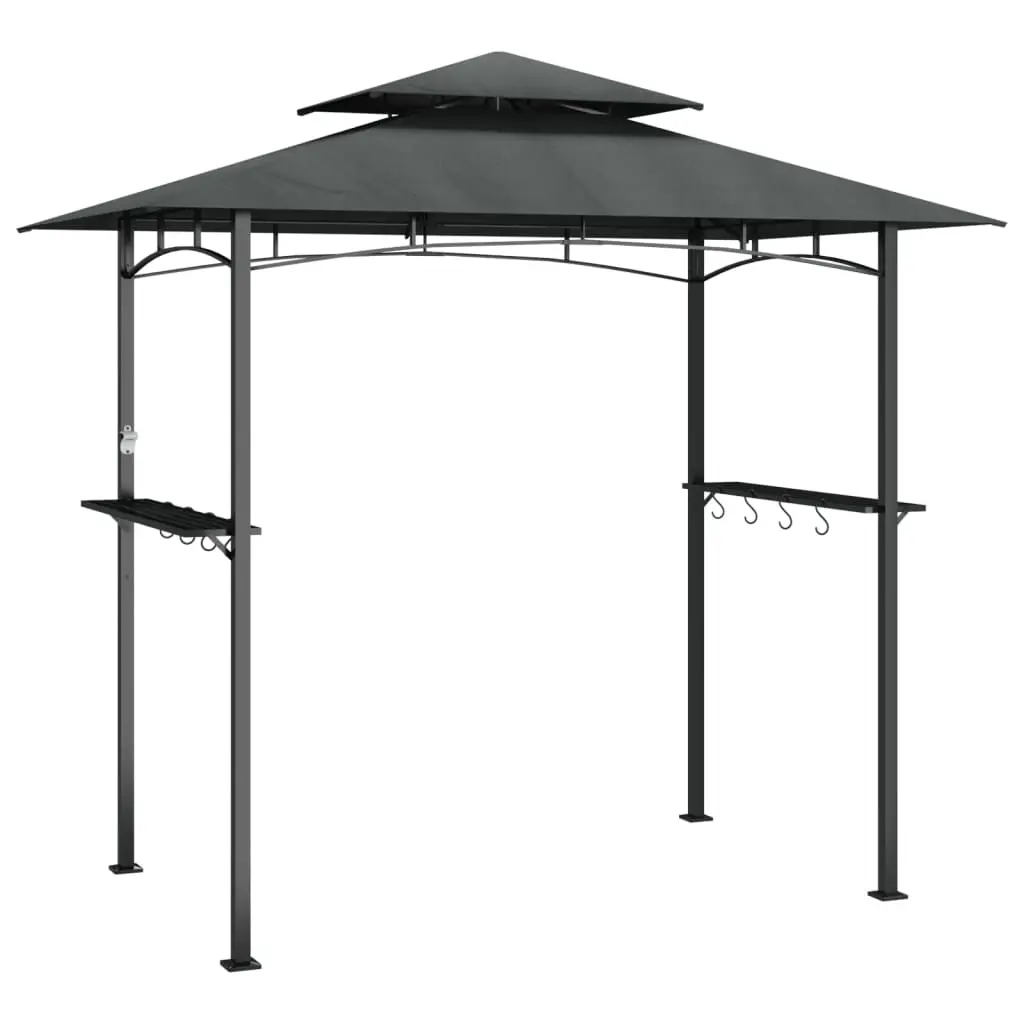 vidaXL Grilltelt med sidehyller antrasitt 240x150x243 cm stål