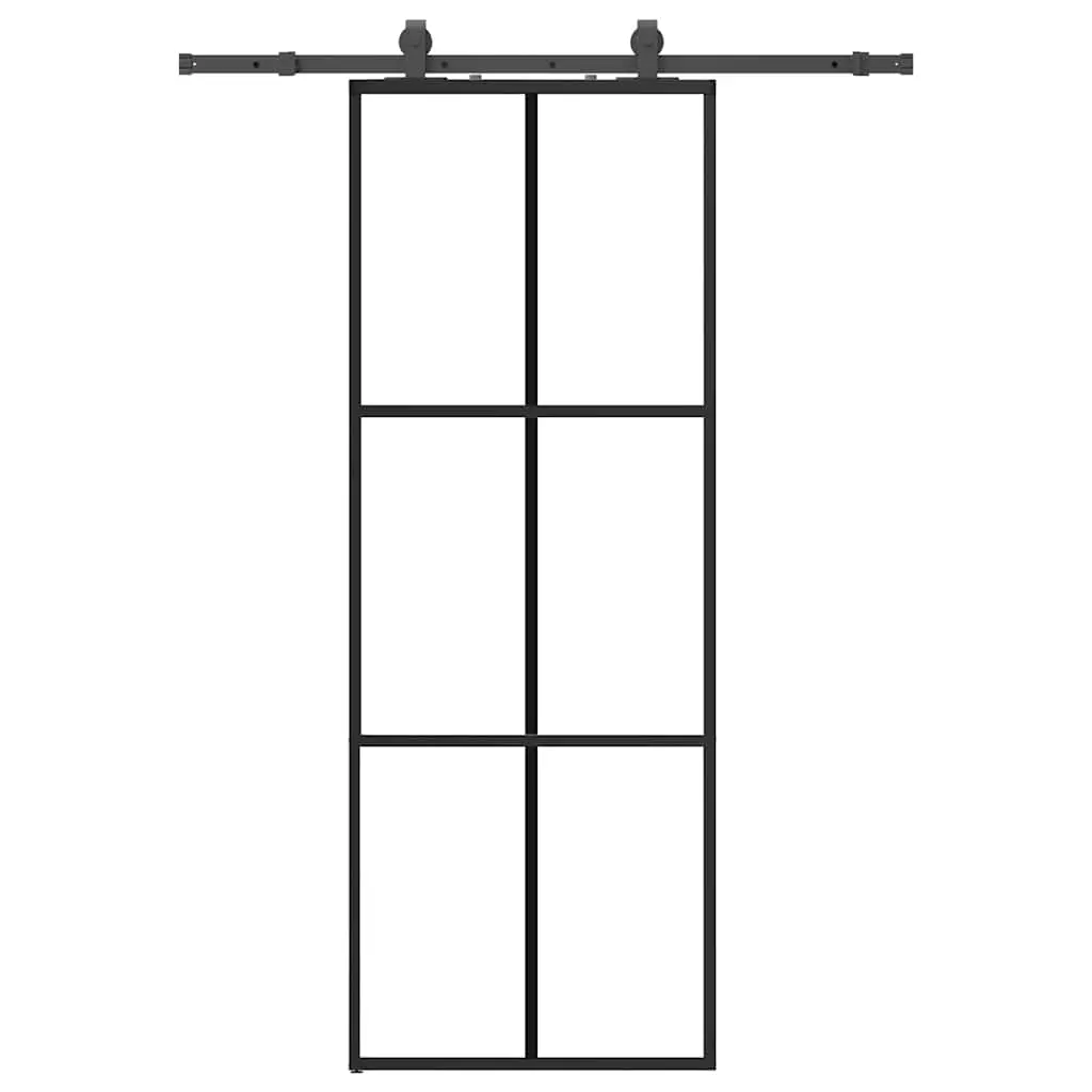vidaXL Skyvedør med monteringssett svart 76x205 cm ESG-glass