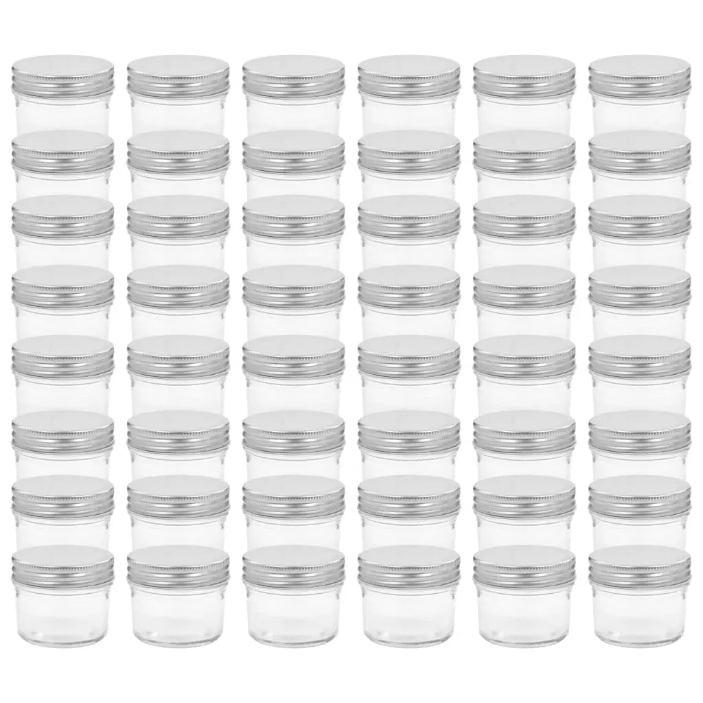 vidaXL Syltetøyglass med sølve lokk 48 stk 110 ml