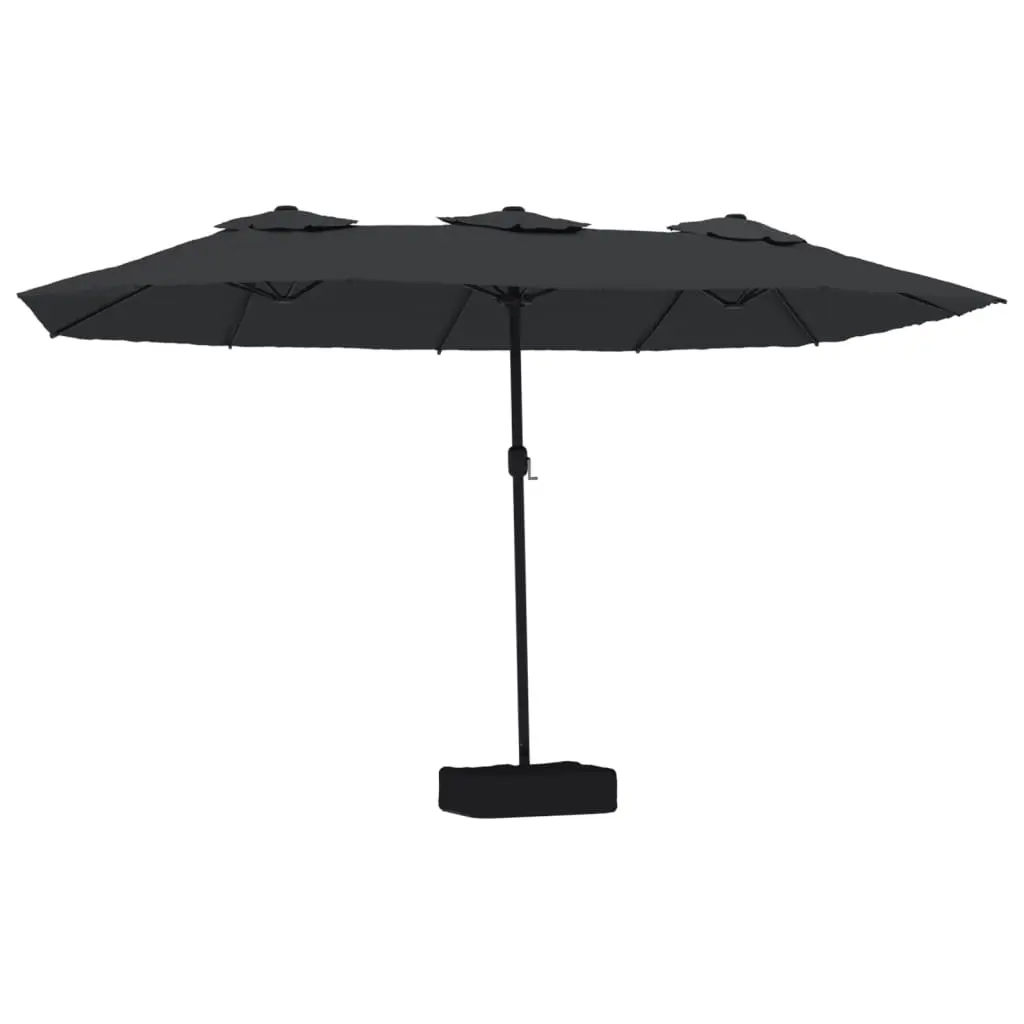 vidaXL Hageparasoll dobbelt hode med LED svart 449x265 cm