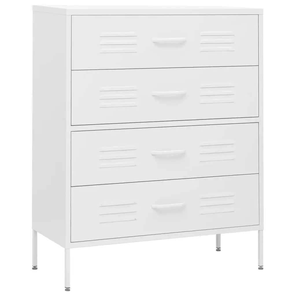 vidaXL Kommode hvit 80x35x101,5 cm stål