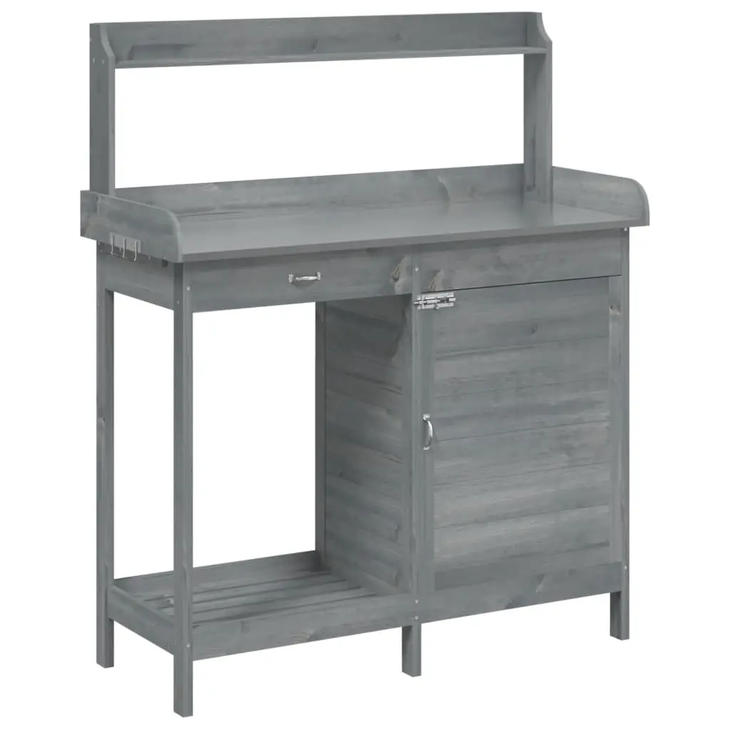 vidaXL Pottebord med skap grå 110,5x45x124,5 cm heltre gran