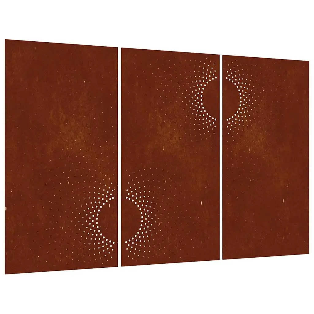 vidaXL Veggdekorasjoner til hage 3 stk 105x55 cm cortenstål soldesign