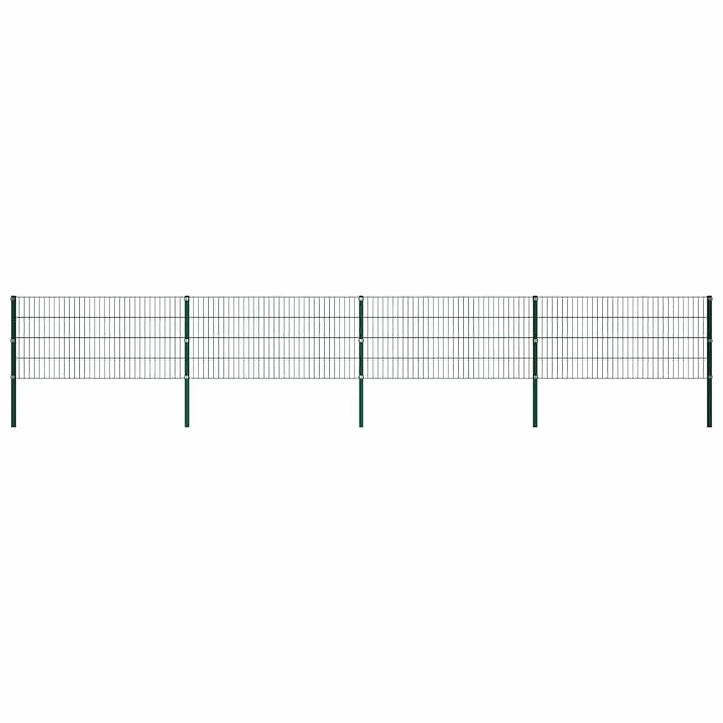 vidaXL Gjerdepanel med stolper jern 694,5x80 cm grønn