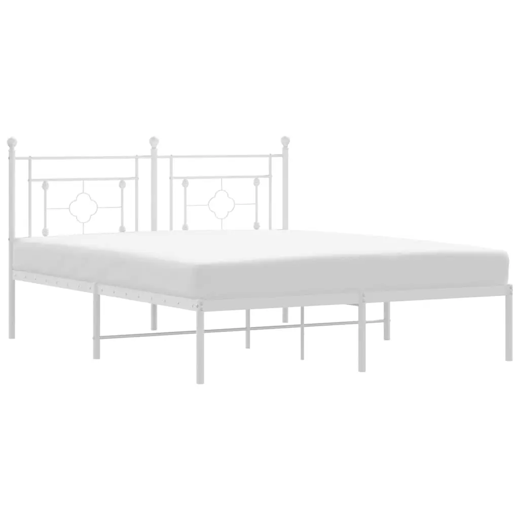 vidaXL Sengeramme i metall med sengegavl hvit 160x200 cm
