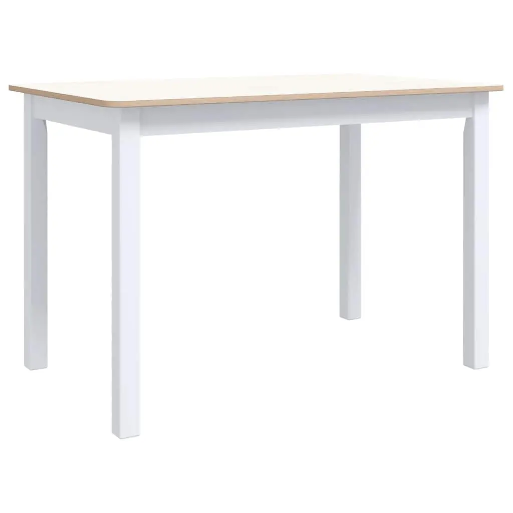 vidaXL Spisebord hvit og brun 114x71x75 cm heltre gummitre