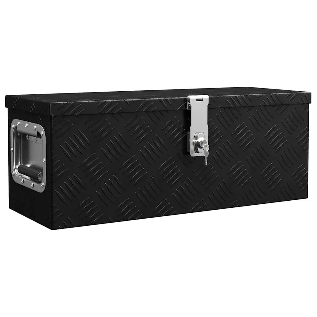 vidaXL Oppbevaringsboks svart 60x23,5x23 cm aluminium