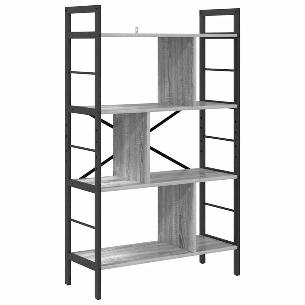 vidaXL Bokhylle 7 nivåer 75 x 30 x 123,5 cm Konstruert tre Grå Sonoma