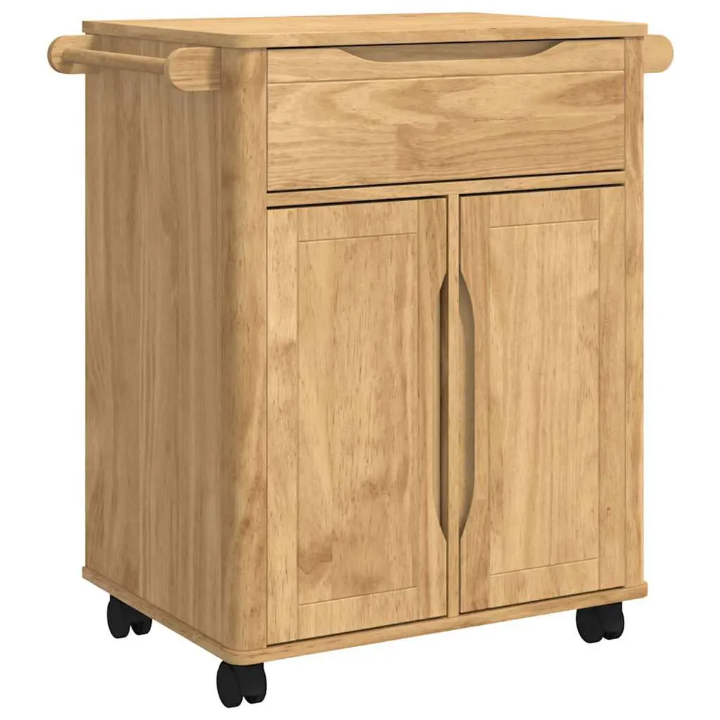 vidaXL Kjøkkenvogn FLORO Vokset Brun 72,5 x 45 x 80 cm Massiv furu