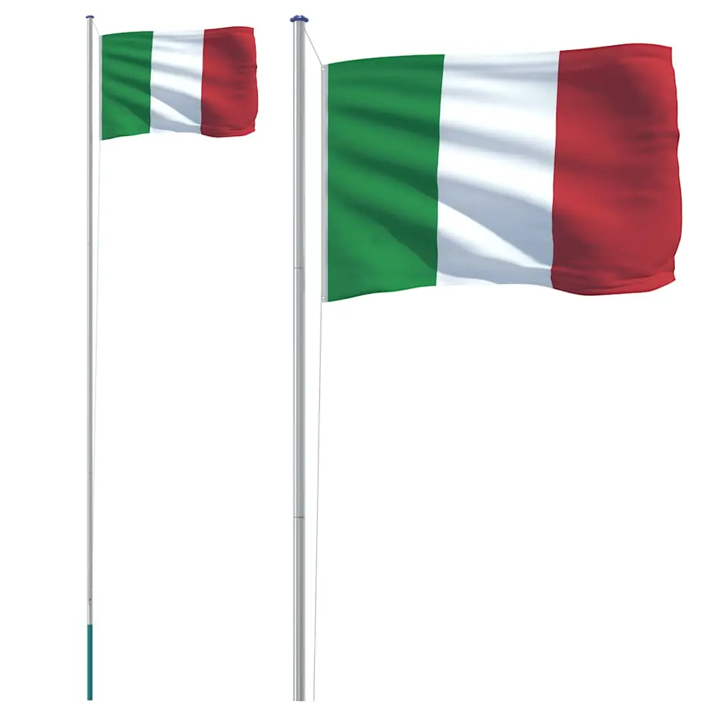 vidaXL Italiensk flagg og stang 6,08 m aluminium