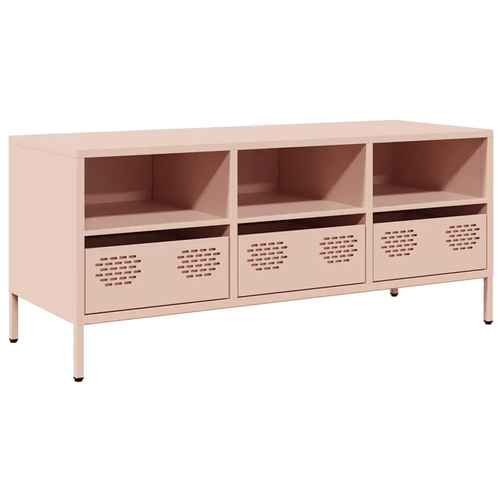 vidaXL TV-benk rosa 101,5x39x43,5 cm kaldvalset stål