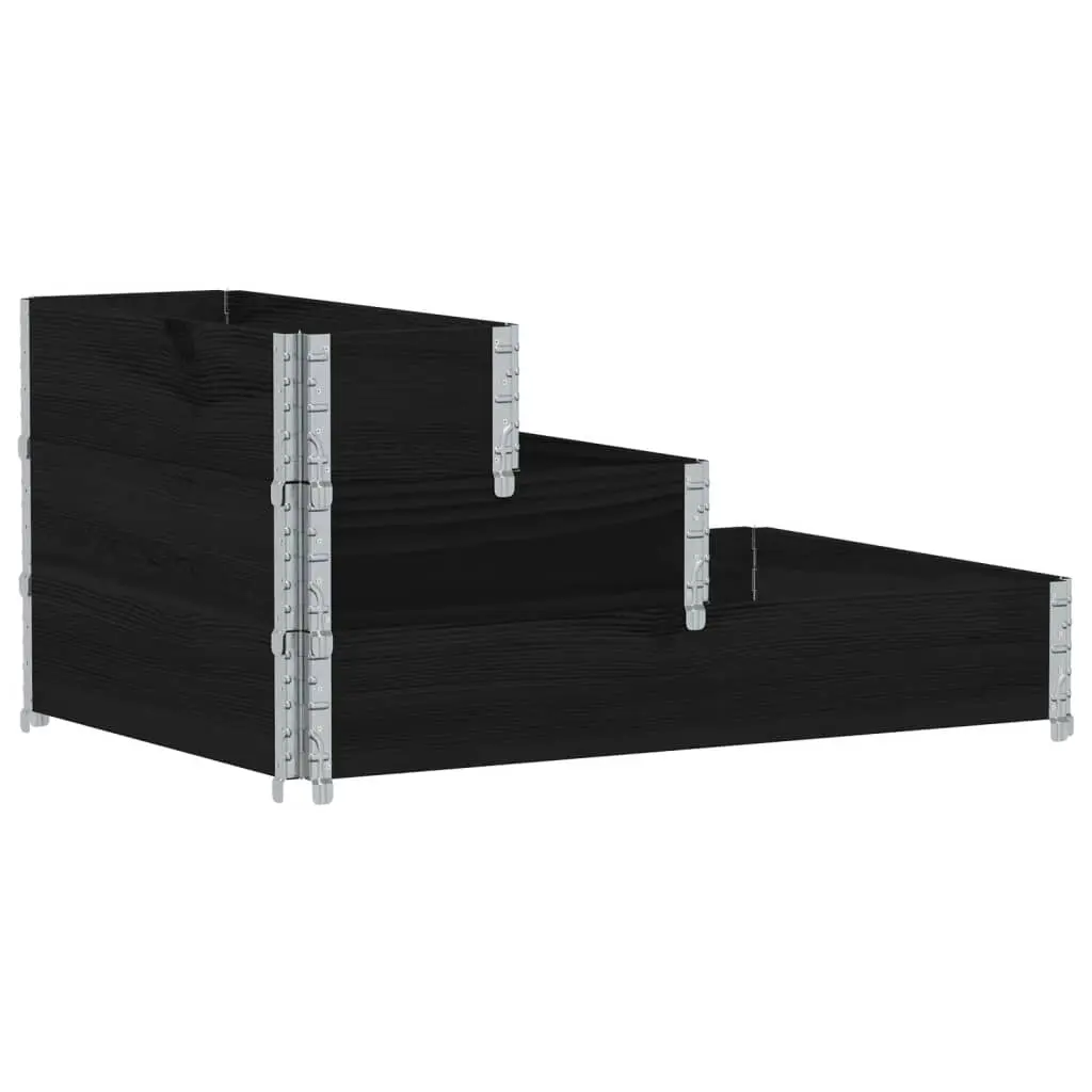 vidaXL Høybed 3 trinn svart 120x80 cm heltre furu